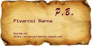 Pivarcsi Barna névjegykártya